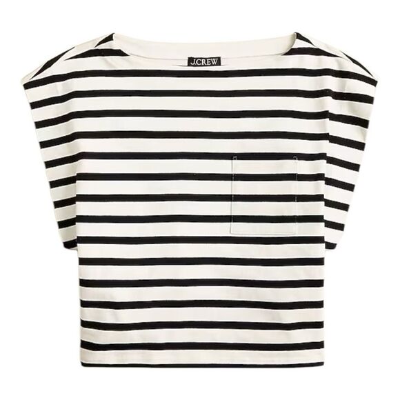 NWT J CREW Boatneck muscle T-shirt in stripe mariner cotton - Picture 4 of 7